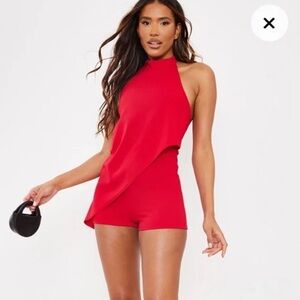 Stylish Red Halter Romper